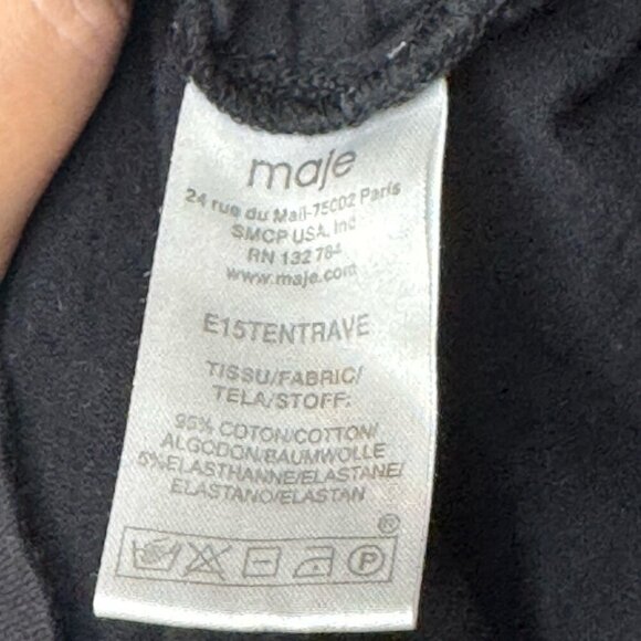 Maje Black Jersey Dress – Embellished Shoulders, Size 1 - Picture 8 of 11